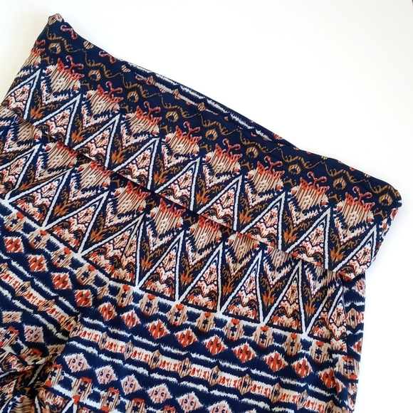 Bohemian Women's Brown Boho Print Semi Cropped Wide Leg Palazzo Pants M - Picture 5 of 16